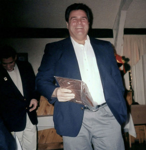 Gary receiving Lower Fairfield County Bowling Association Hall of Fame Plaque in 2002.