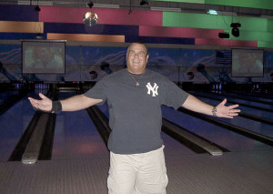 Gary just enjoying life at the bowling alley.